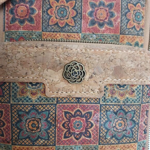 Cork Crossbody Bag Women Small Unique Purse 3 Zip Pockets Phone Case Travel Boho - Picture 7 of 16